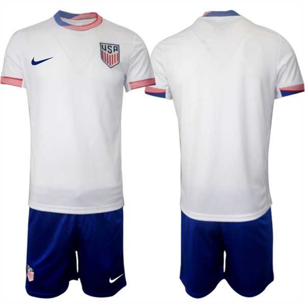 Men's American Team Blank 2024-25 White Home Soccer Jersey Suit,We sell and wholesale Men's American Team Blank 2024-25 White Home Soccer Jersey Suit on line form chian!